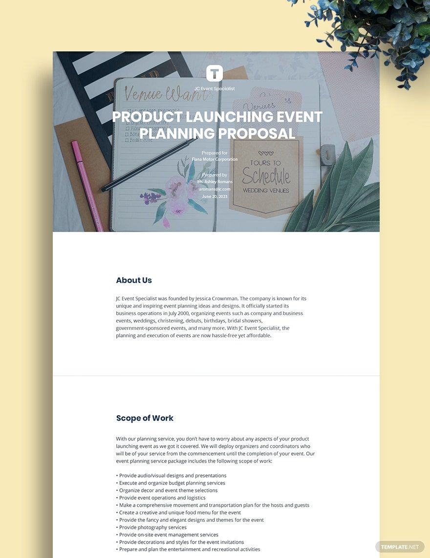 Event Planning Proposal Template