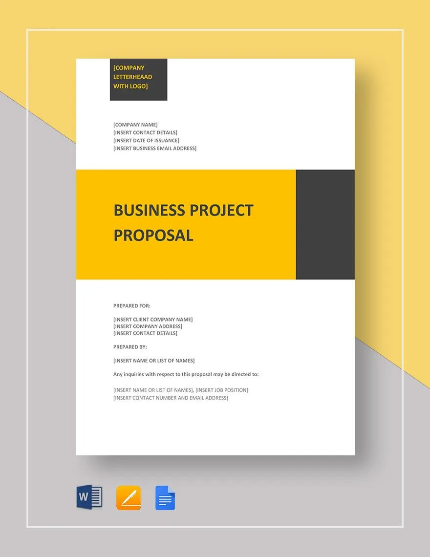 Business Project Proposal Template in Word, Pages, PDF, Google Docs - Download | Template.net