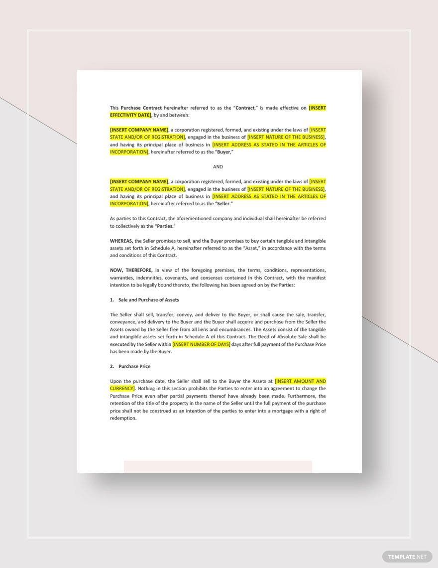 Purchase Contract Template