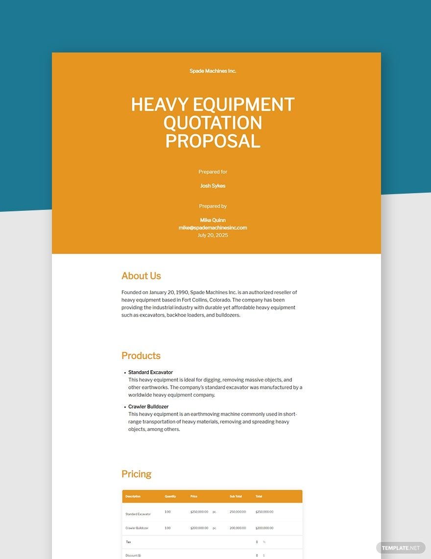 business proposal quote template