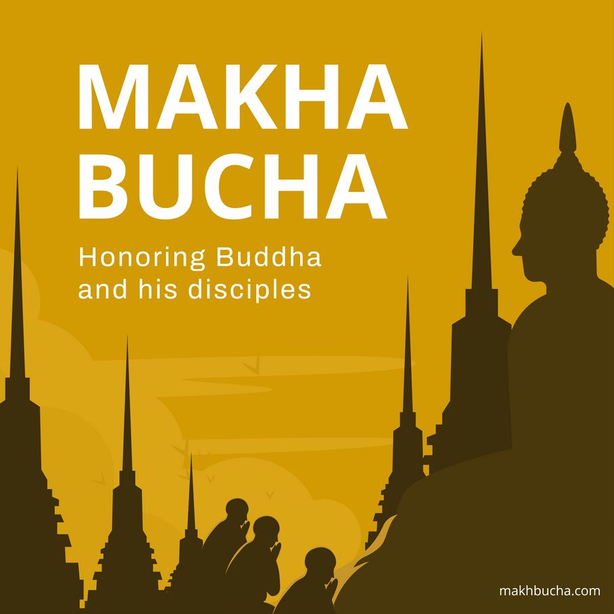 Makha Bucha Flyer Vector