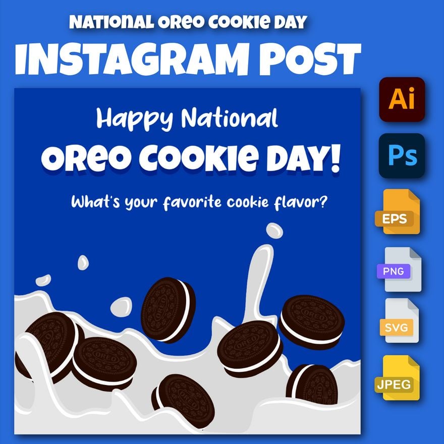 Free National Oreo Cookie Day Instagram Post in Illustrator, PSD, EPS, SVG, PNG, JPEG