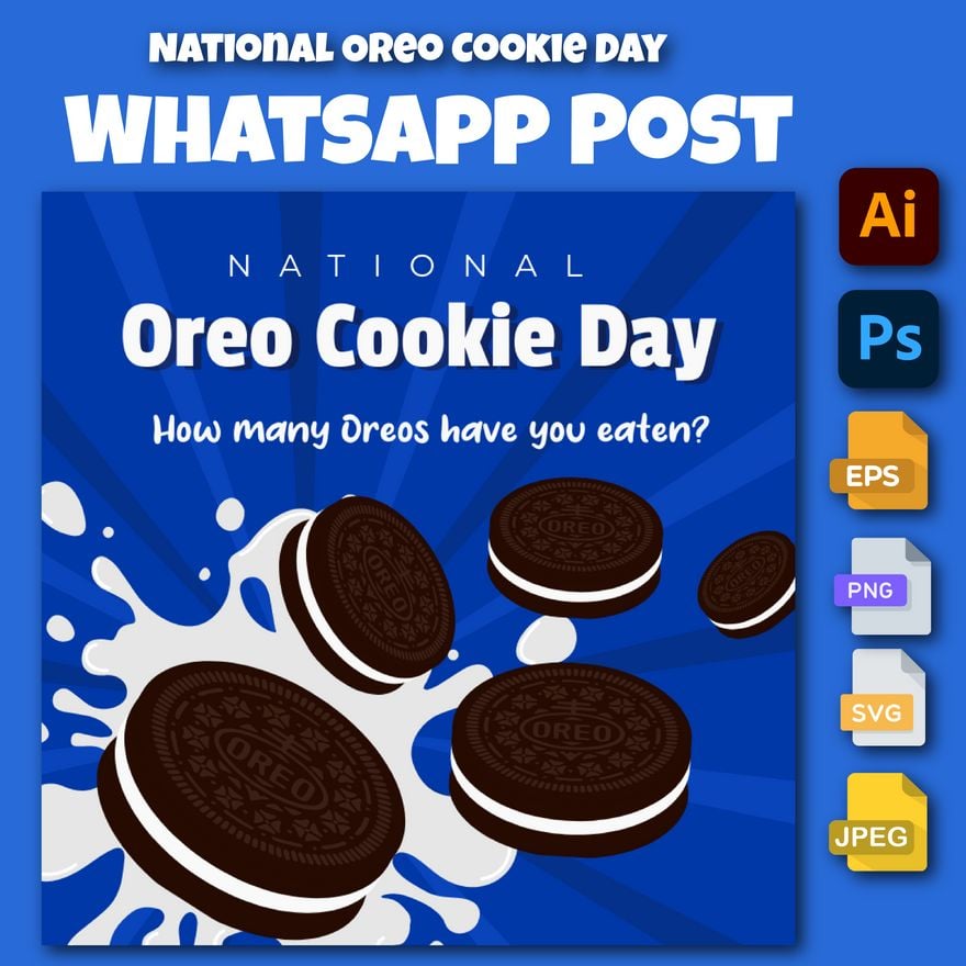 Free National Oreo Cookie Day Whatsapp Post in Illustrator, PSD, EPS, SVG, PNG, JPEG