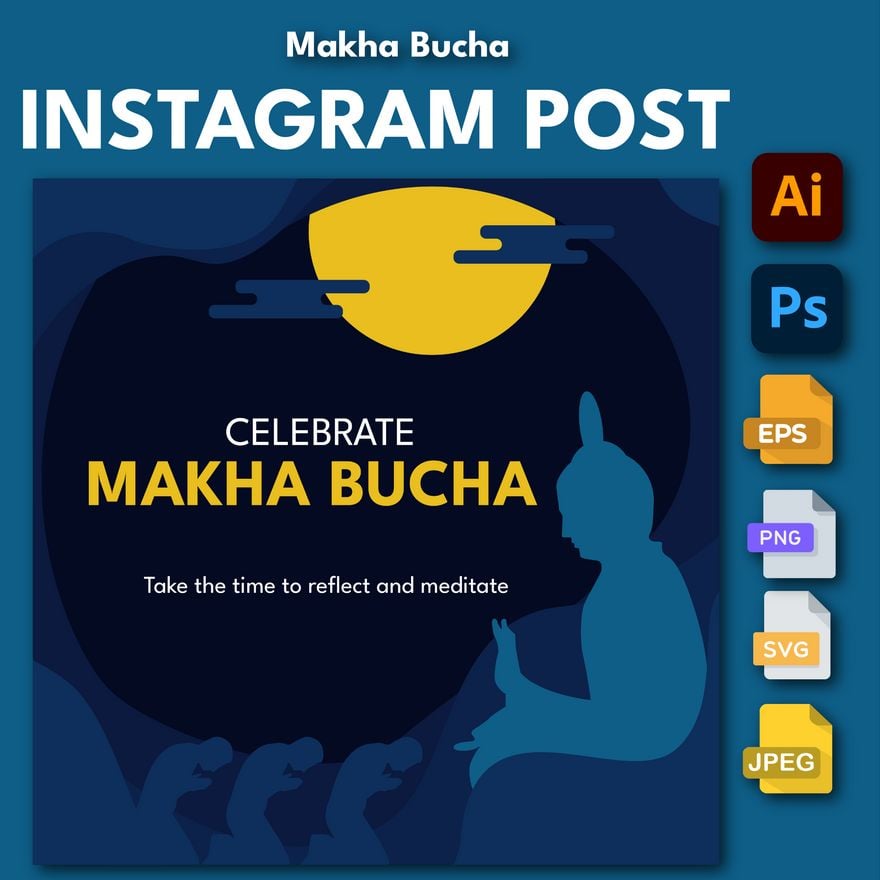 Makha Bucha Instagram Post in Illustrator, PSD, EPS, SVG, PNG, JPEG