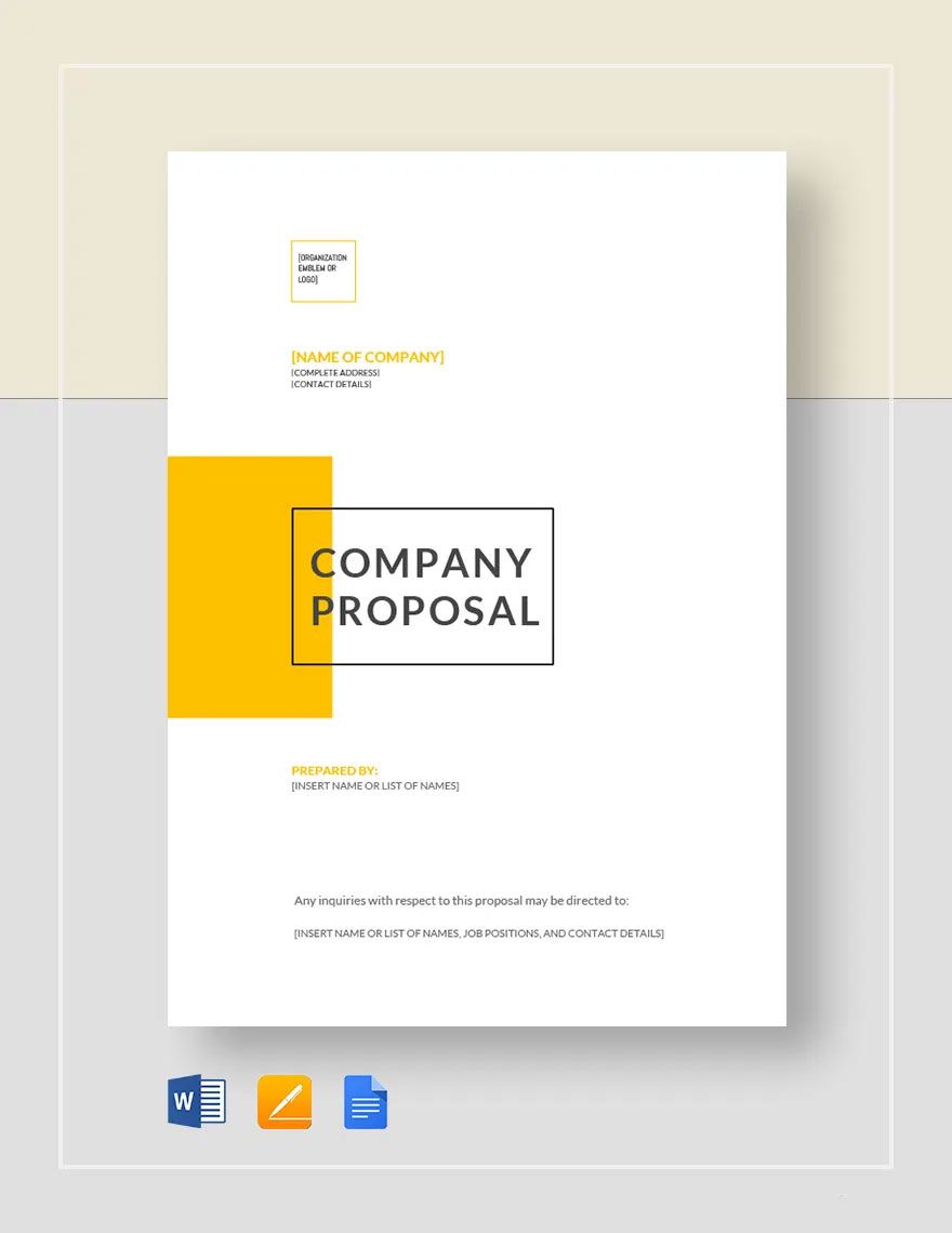 Construction Company Proposal Template - Google Docs, Word, Apple Pages ...