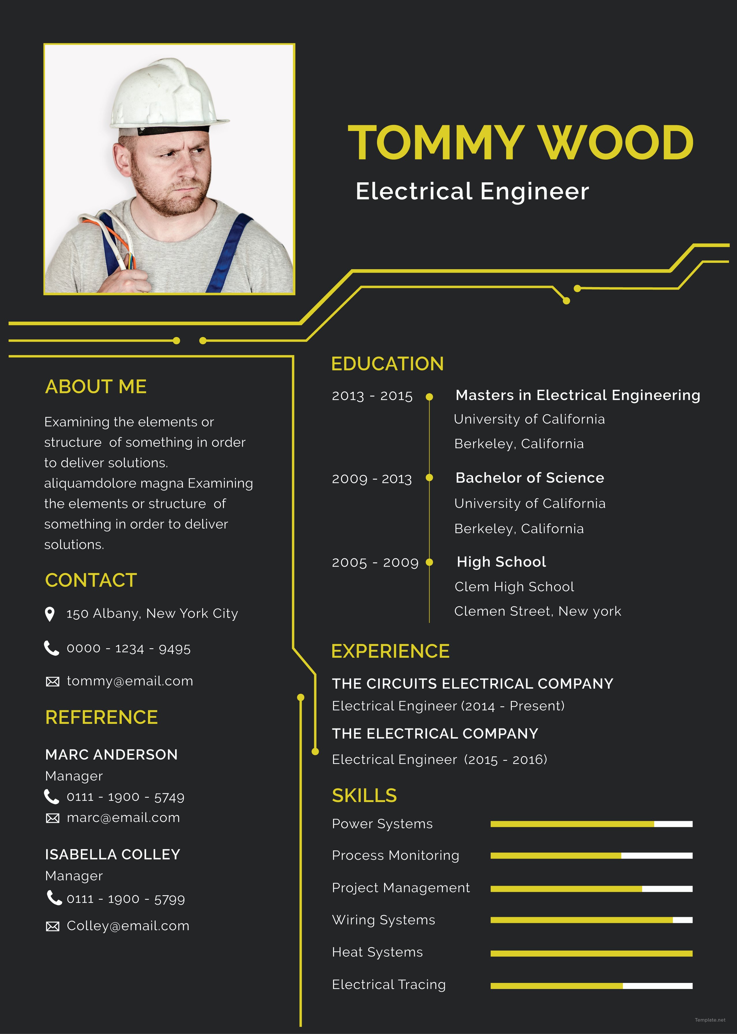 Free Electrical Engineer Resume and CV Template in Adobe Illustrator