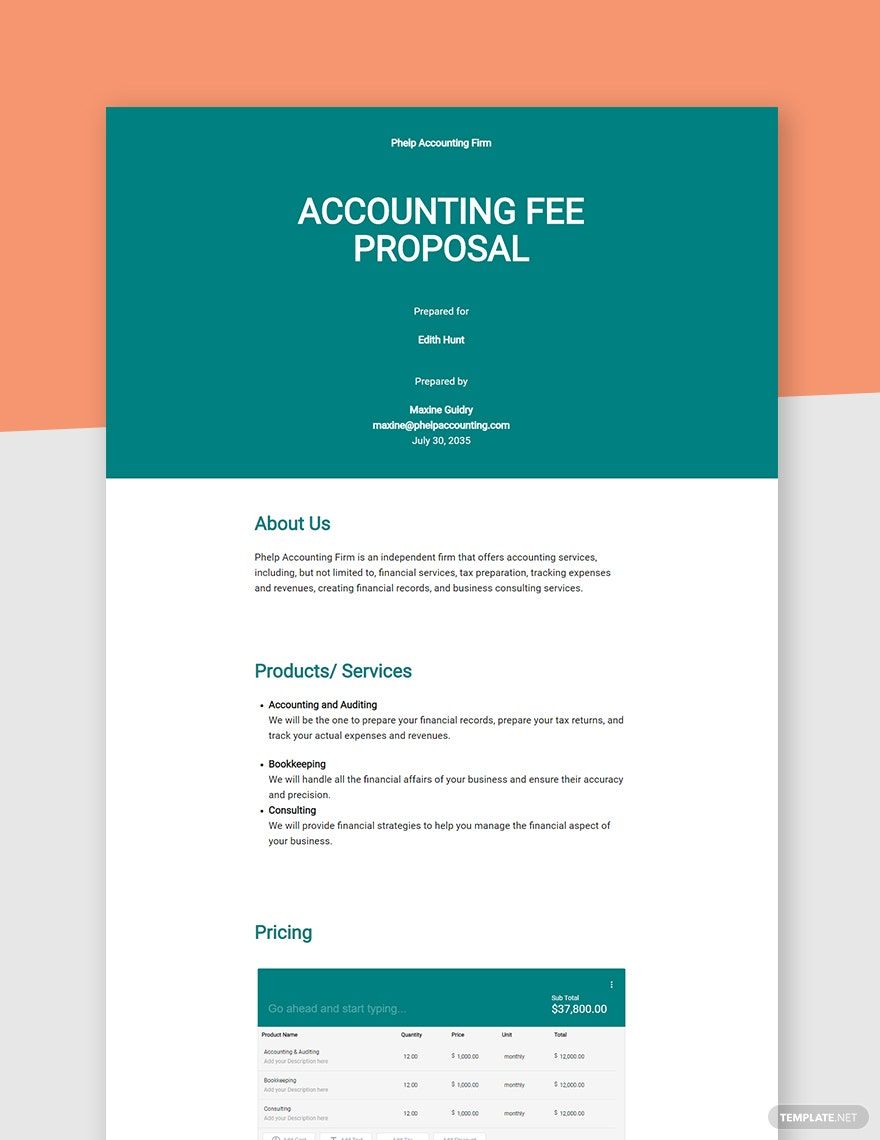 Fee Proposal Template Google Docs Word Apple Pages Template net
