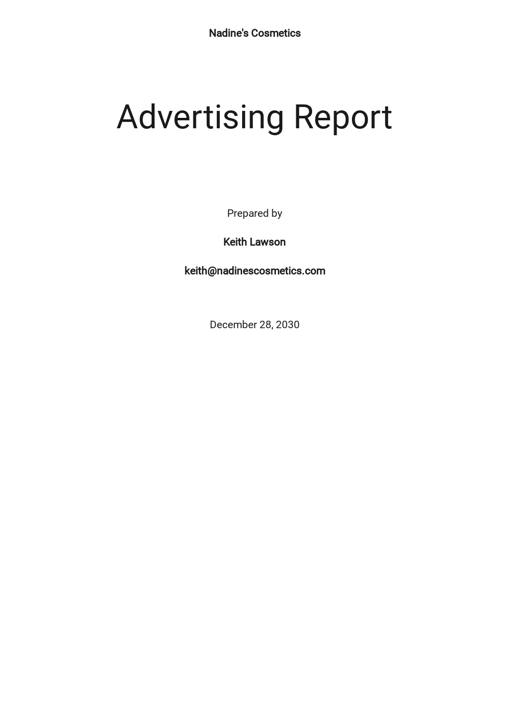 Advertising Report Template - Google Docs, Word