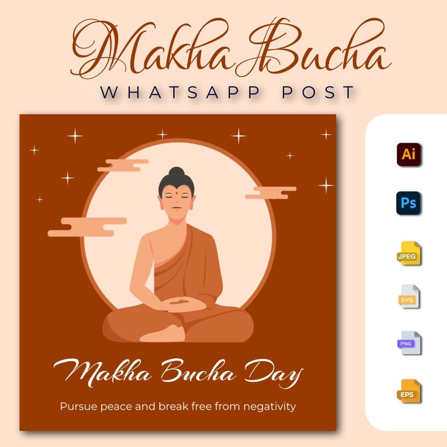 Free Makha Bucha Whatsapp Post in Illustrator, PSD, EPS, SVG, PNG, JPEG