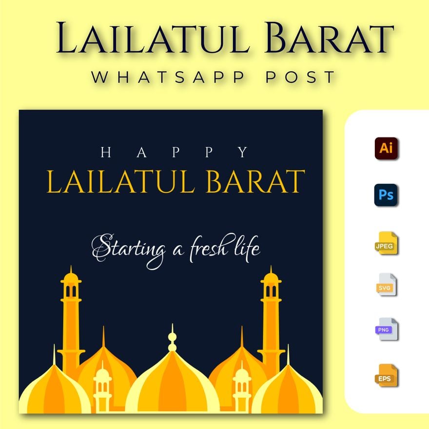 Free Lailatul Barat Whatsapp Post in Illustrator, PSD, EPS, SVG, PNG, JPEG
