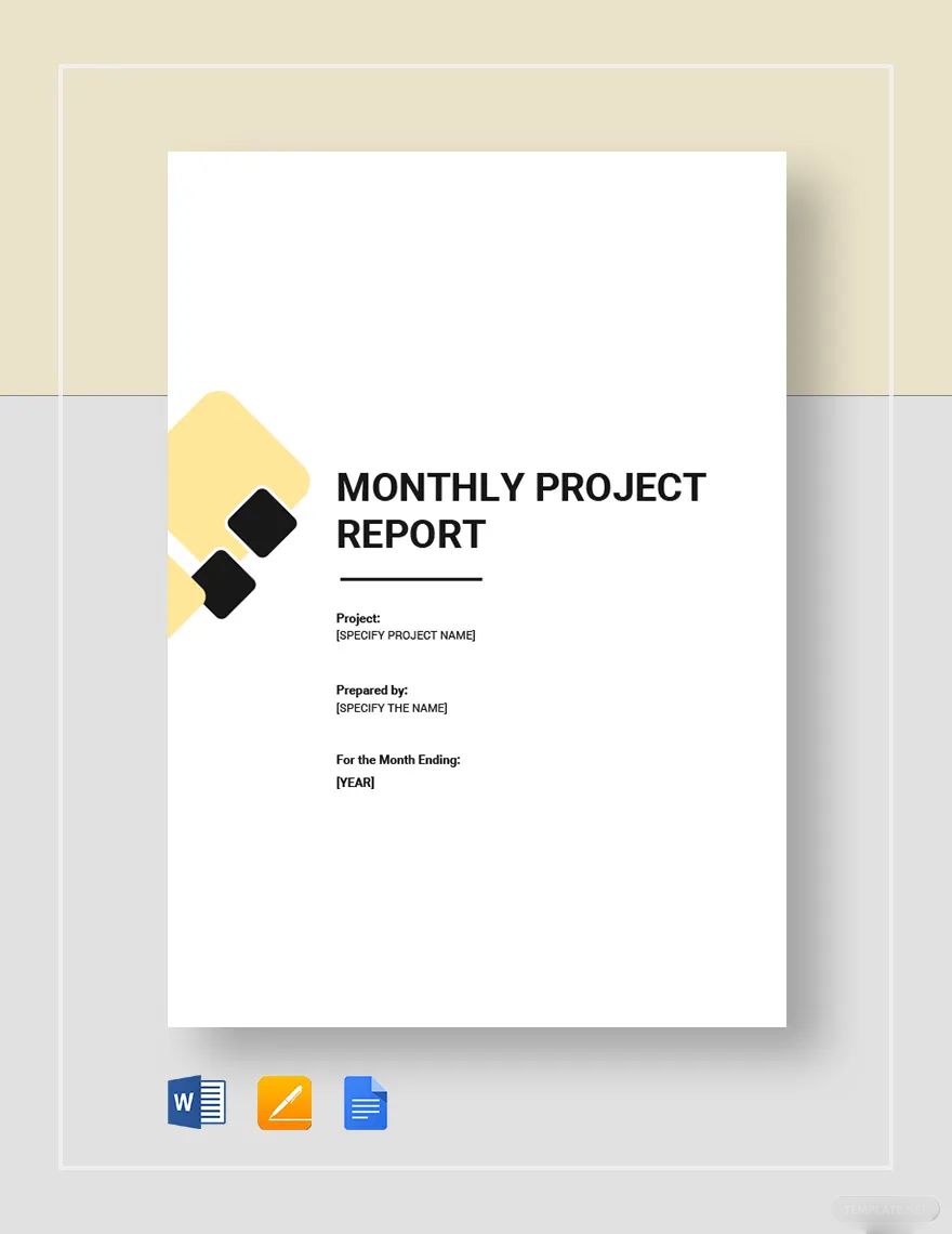 Monthly Project Report Template in Word, Google Docs, Apple Pages