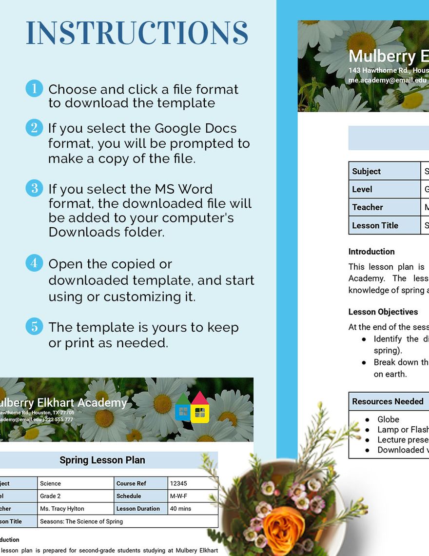 Spring Lesson Template