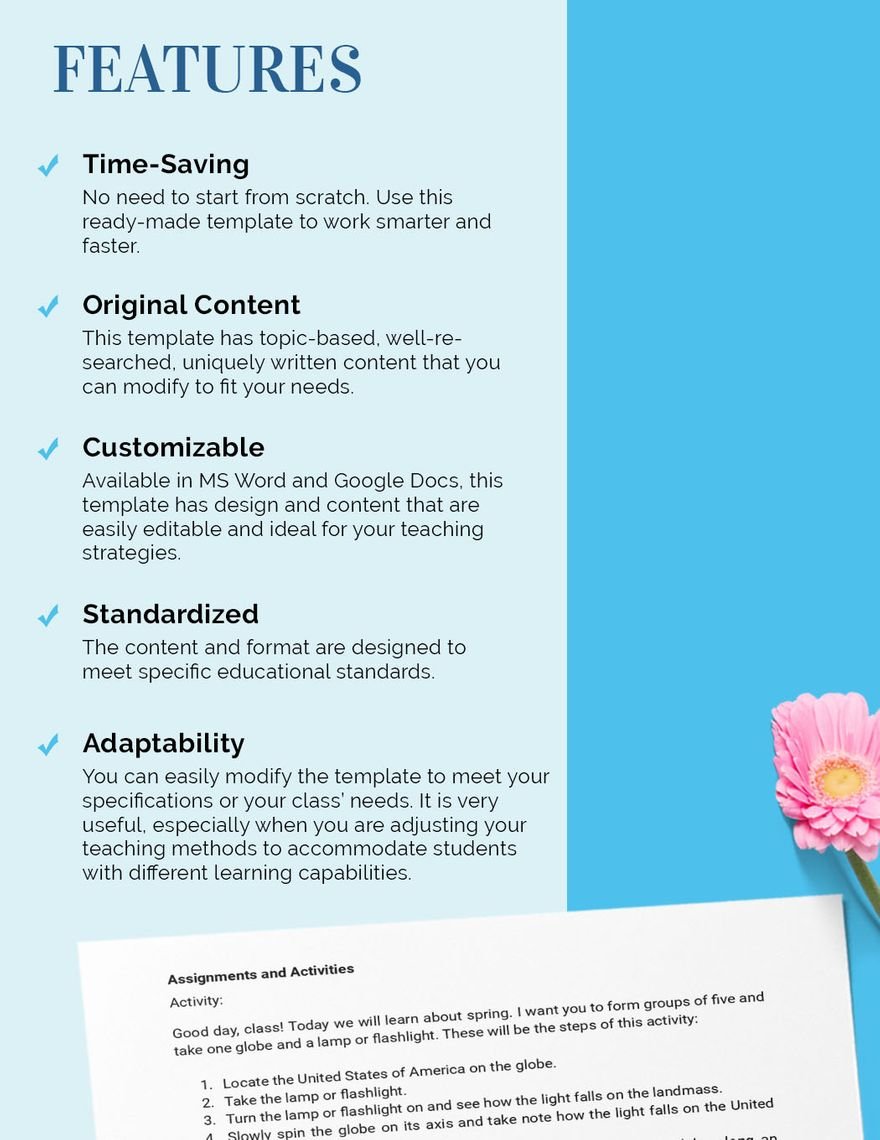 Spring Lesson Template