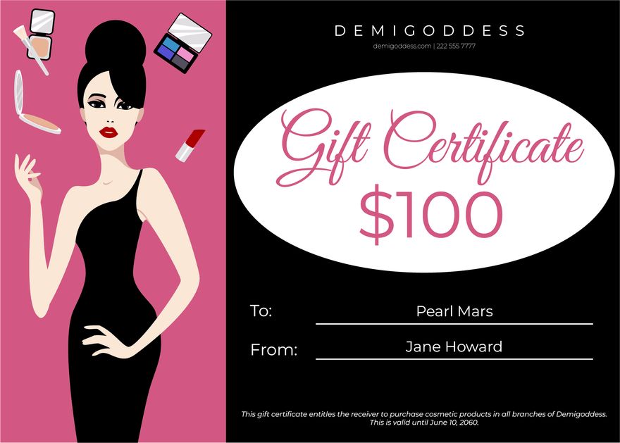 Women's Cosmetic Products Gift Certificate