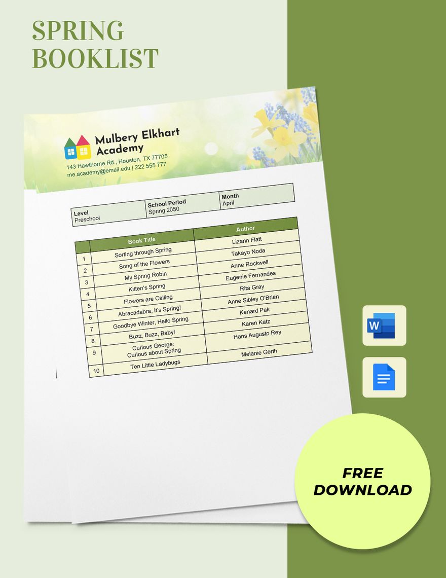 Printable List Word Templates Design Free Download Template