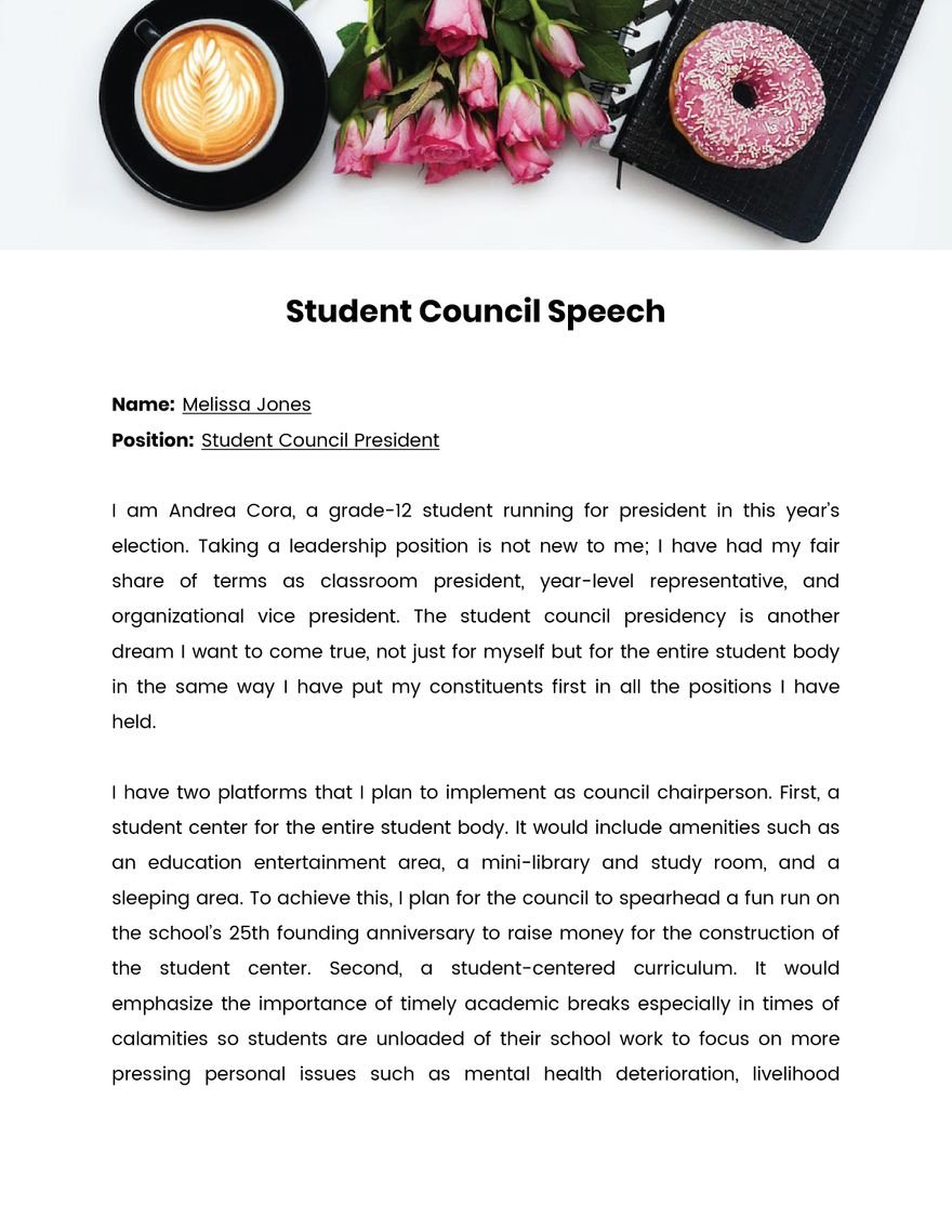 Student Council President Speech