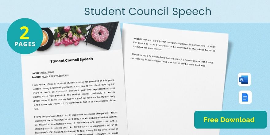 Free Student Council President Speech