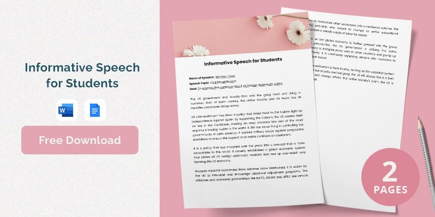 Free Informative Speech Template For Students