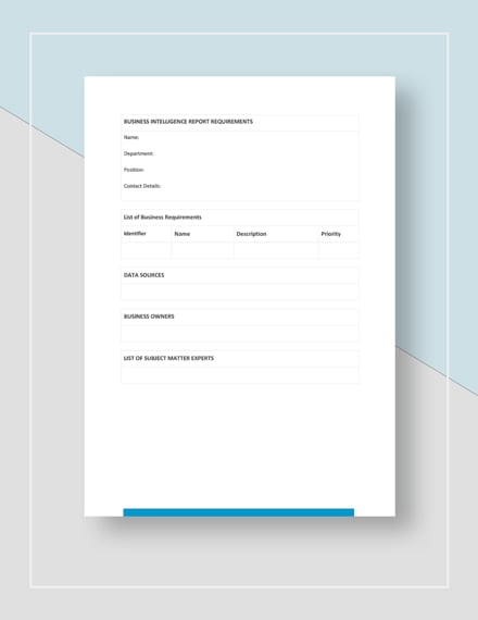 Business Intelligence Report Requirement Template Google Docs Word