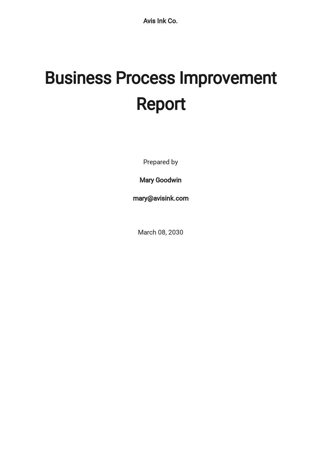 Improvement Report Template