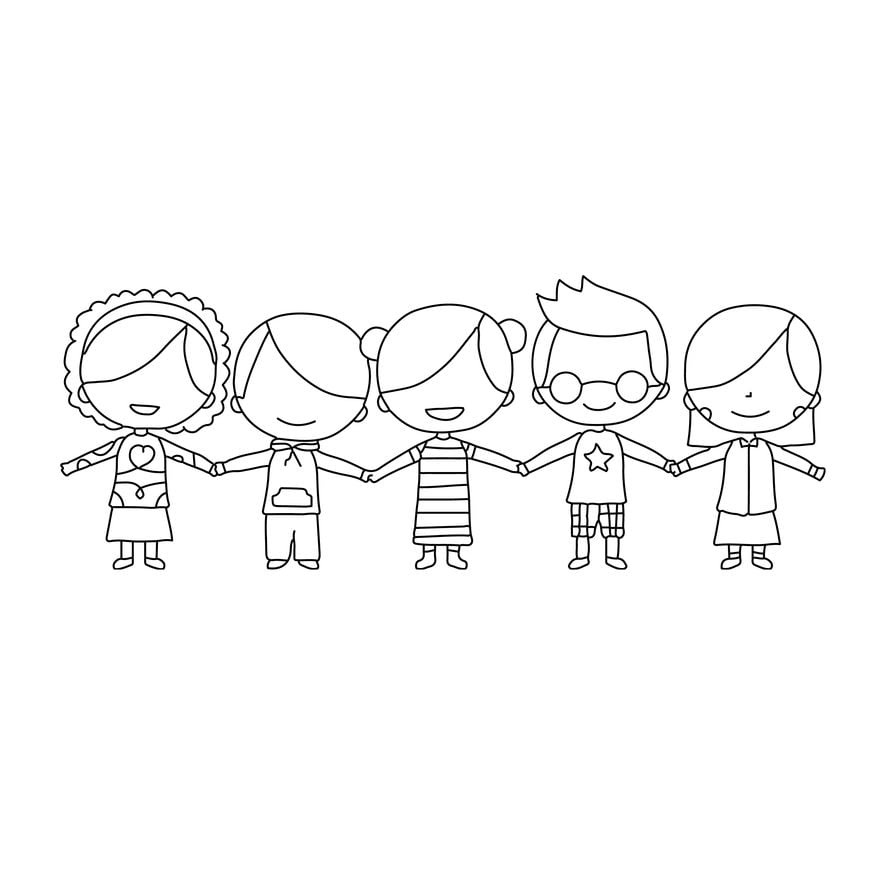 Children Outline in Illustrator, PSD, EPS, SVG, JPG, PNG