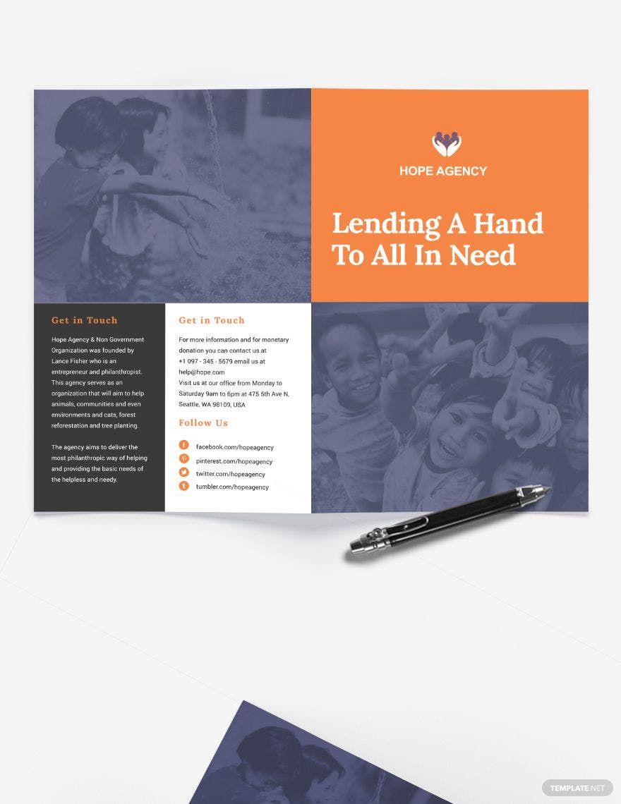 Bi-Fold Fundraising Brochure Template in Word, Illustrator, PSD, Apple Pages, Publisher, InDesign
