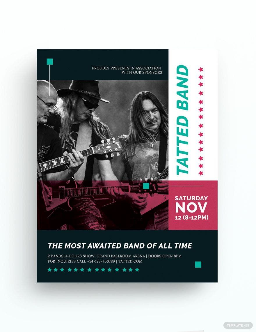 Band Flyer Template in Word, Google Docs, Illustrator, PSD, Apple Pages, Publisher, InDesign