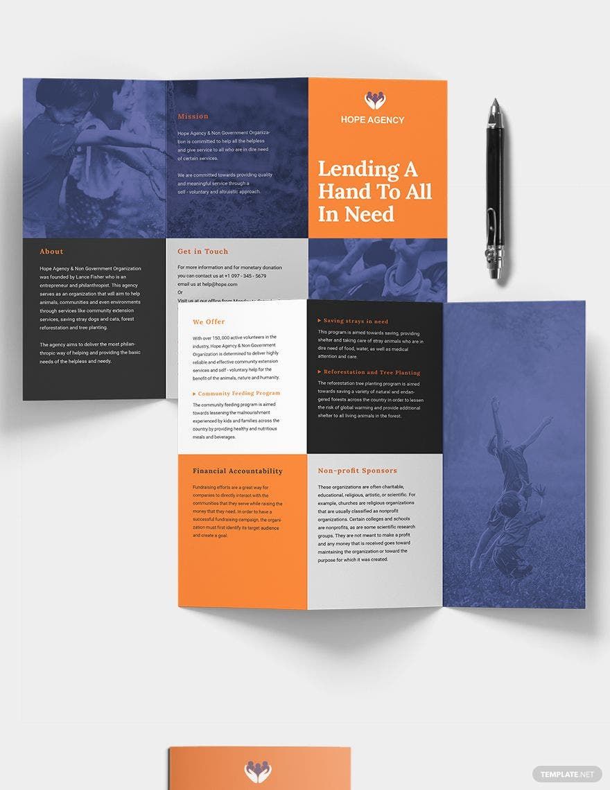 Tri-Fold Fundraising Brochure Template in Word, Illustrator, PSD, Apple Pages, Publisher, InDesign