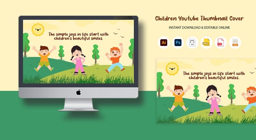 Free Children Youtube Thumbnail Cover in Illustrator, PSD, EPS, SVG, JPG, PNG