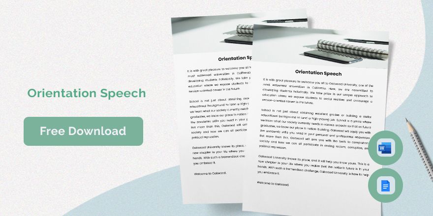 Orientation Speech in Word - Download | Template.net