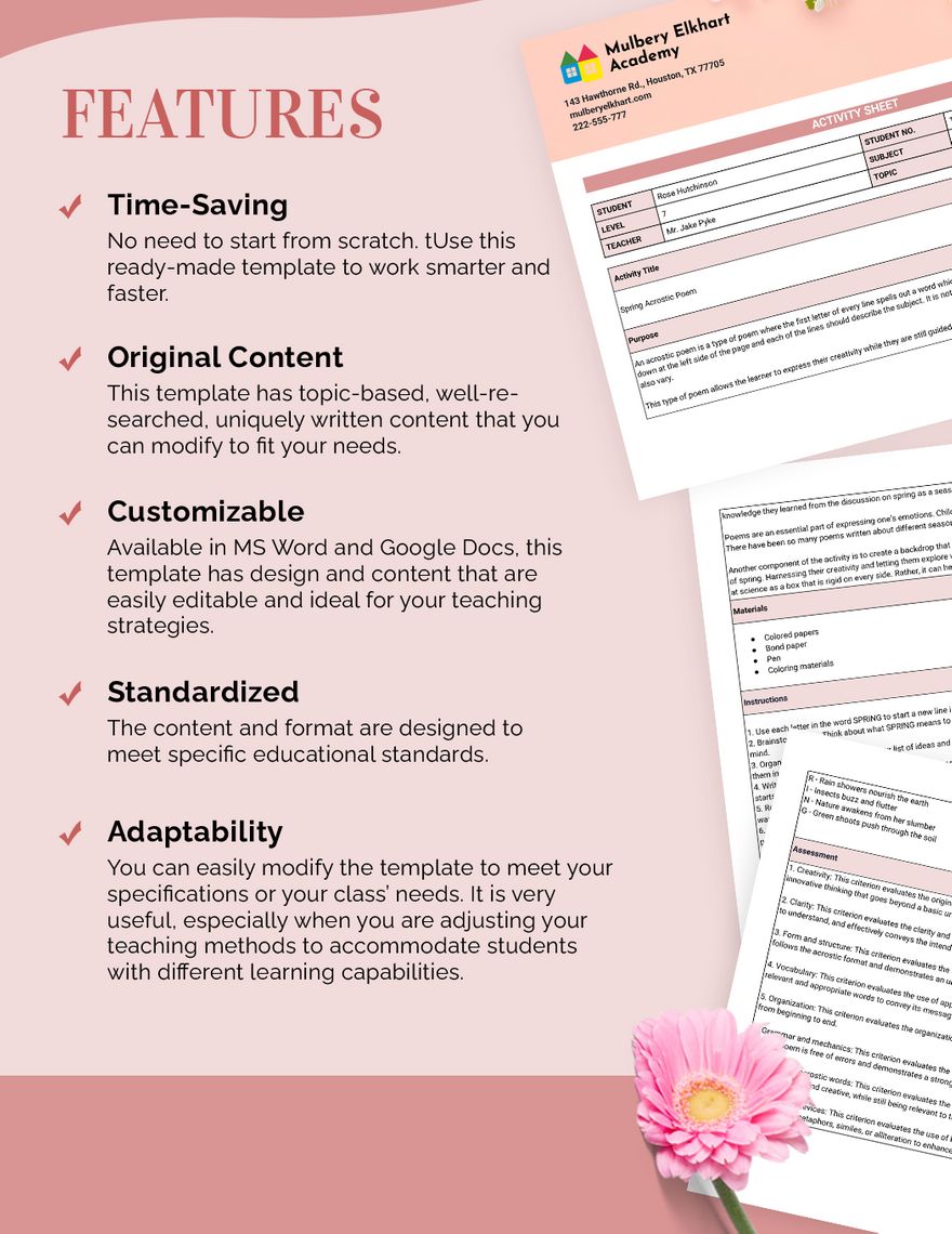 Spring Activity Template
