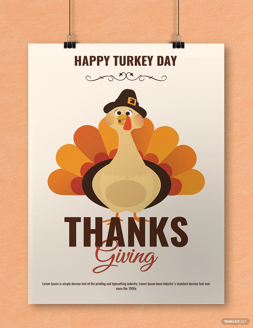 Free Happy Turkey Day Thanksgiving Poster Template