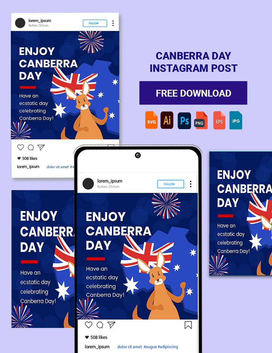 Canberra Day Instagram Post in Illustrator, PSD, EPS, SVG, PNG, JPEG