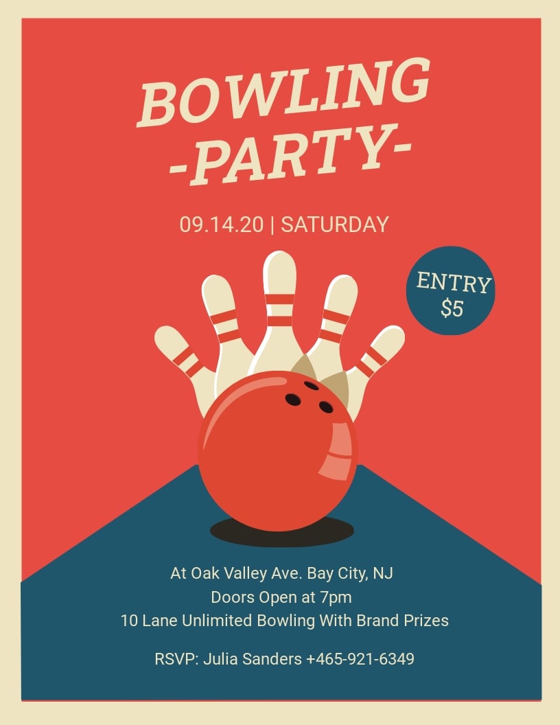 Bowling Party Flyer Template | Template.net