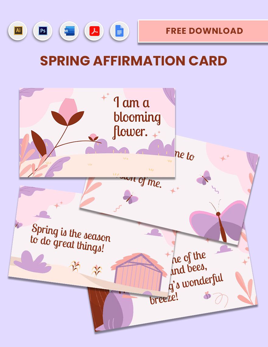 Spring Affirmation Card Template