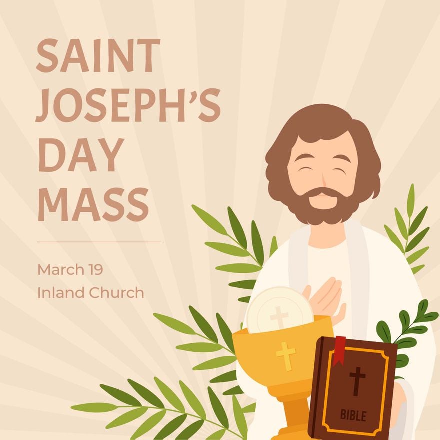 Free Saint Joseph's Day Poster Vector in Illustrator, PSD, EPS, SVG, JPG, PNG