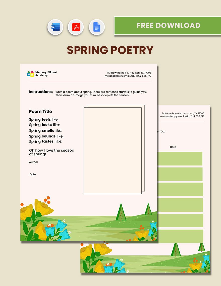 Spring Poetry Template
