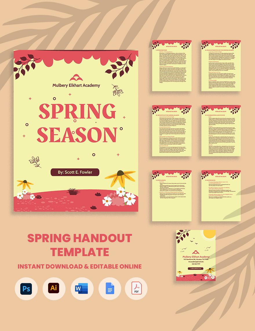 Spring Handout Template in Word, Google Docs, PDF, Illustrator, PSD