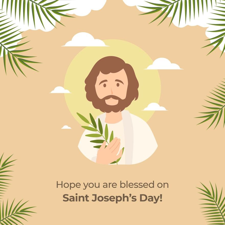 Saint Joseph's Day Greeting Card Vector in Illustrator, PSD, EPS, SVG, JPG, PNG