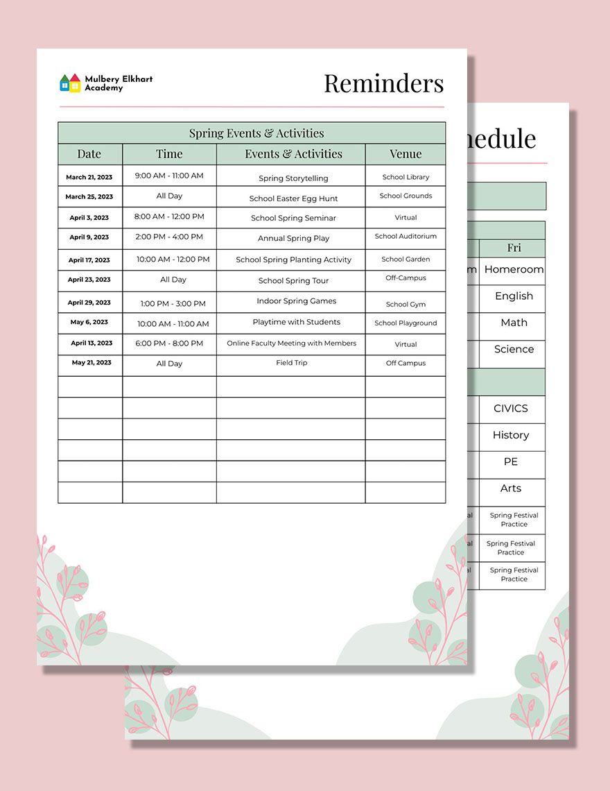 Spring Planner Template