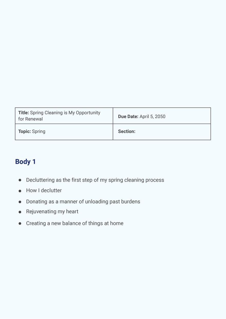 Spring Essay Template