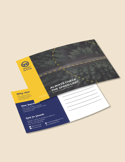 Free Driving School Postcard Template