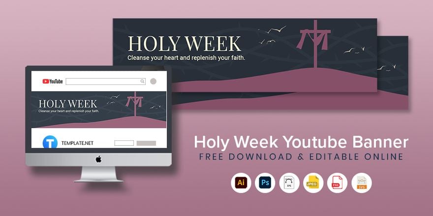 Free Holy Week Youtube Banner in Illustrator, PSD, EPS, SVG, JPG, PNG