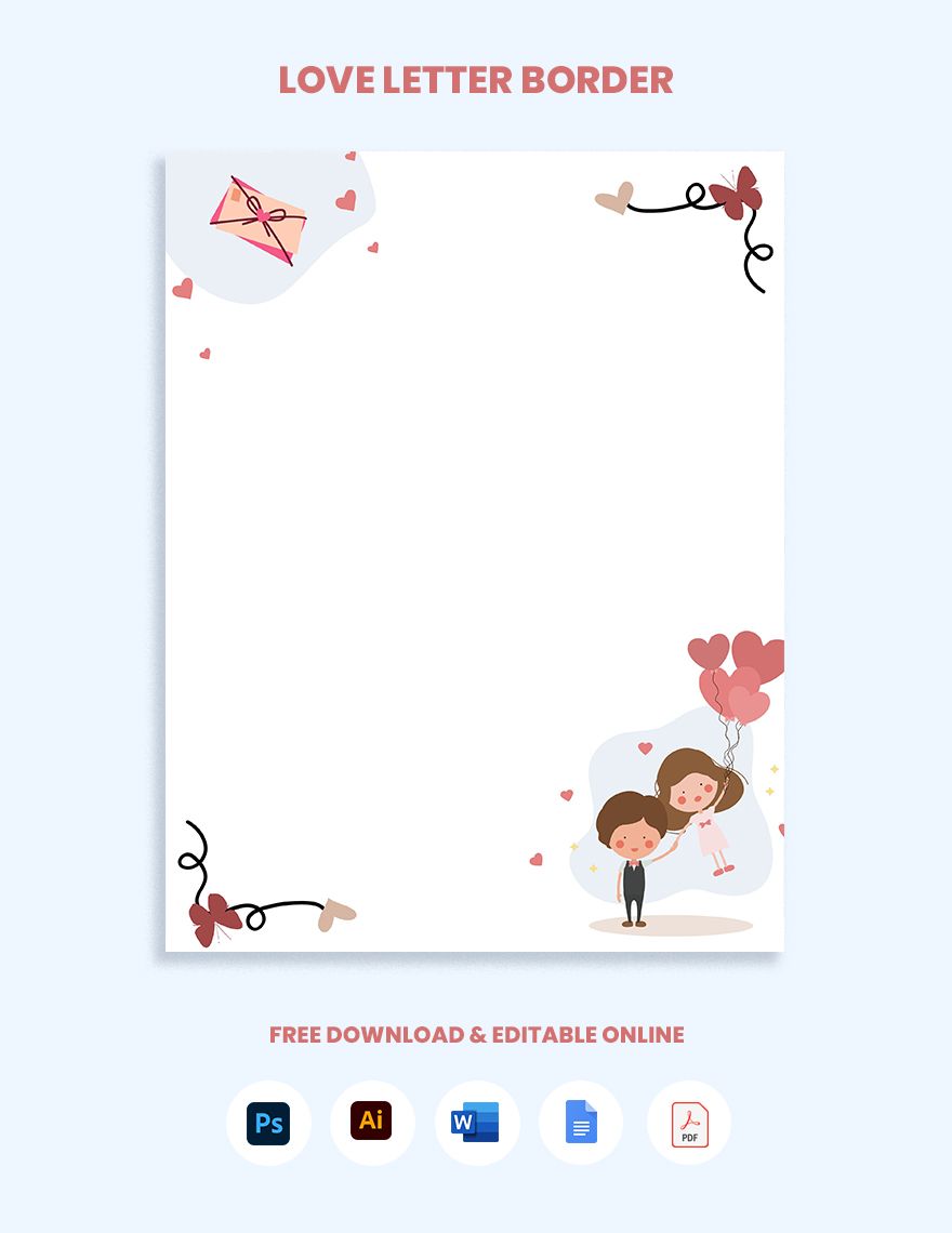 Love Letter Border in Word, Google Docs, PDF, Illustrator, PSD