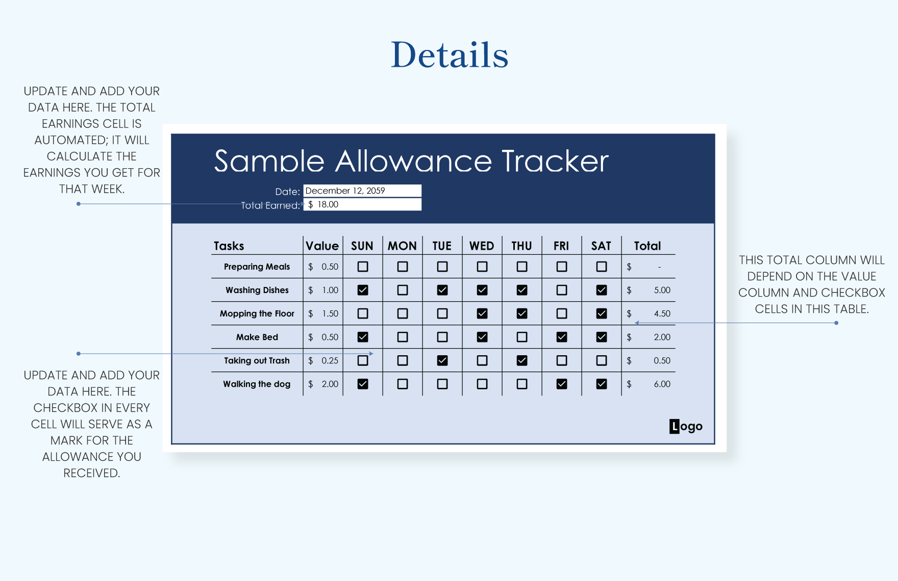 Simple Allowance Tracker Template