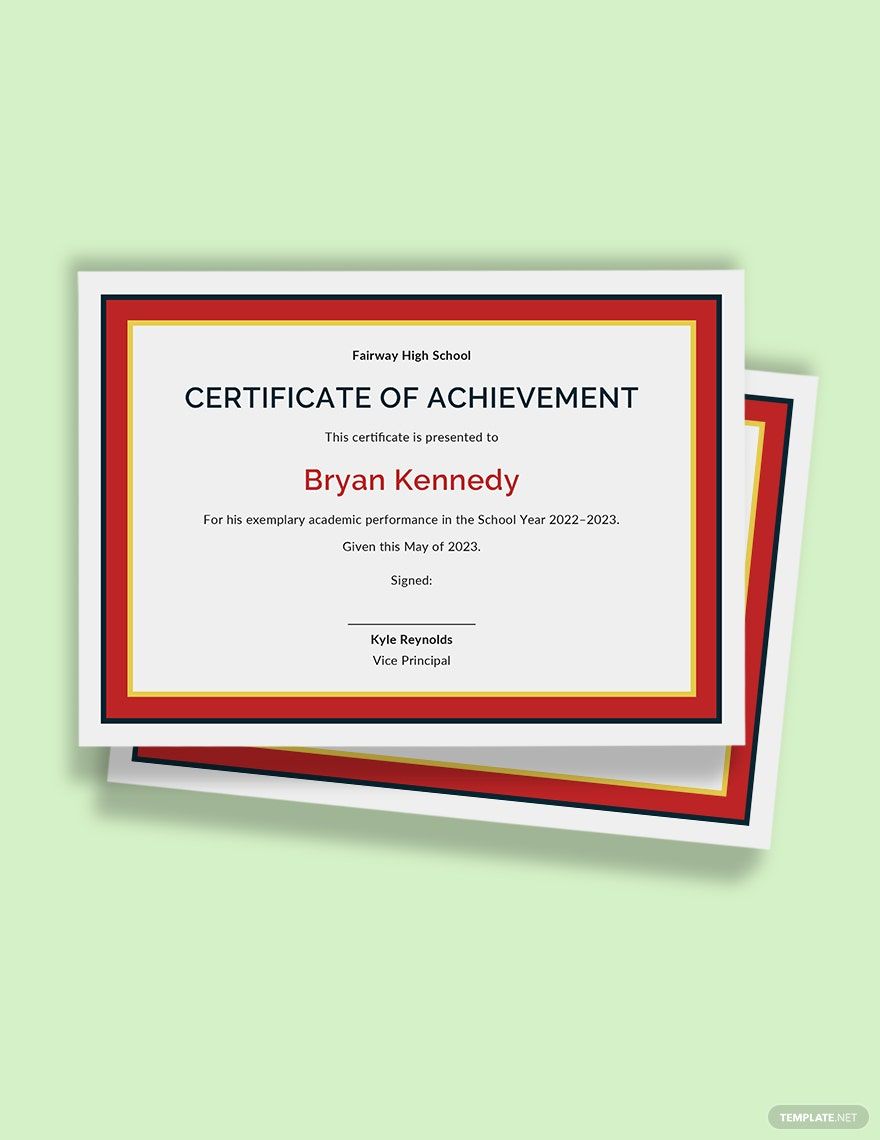 Academic Achievement Certificate Template in Word, Google Docs, PDF, Illustrator, PSD, Apple Pages, Publisher, InDesign