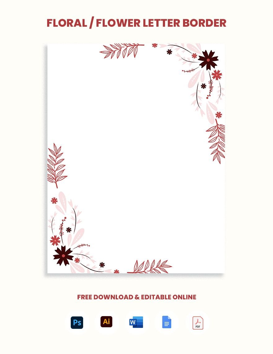 Floral / Flower Letter Border in Word, Google Docs, PDF, Illustrator, PSD