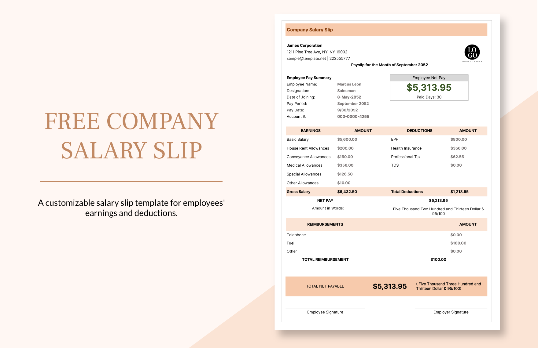 salary slip template in excel