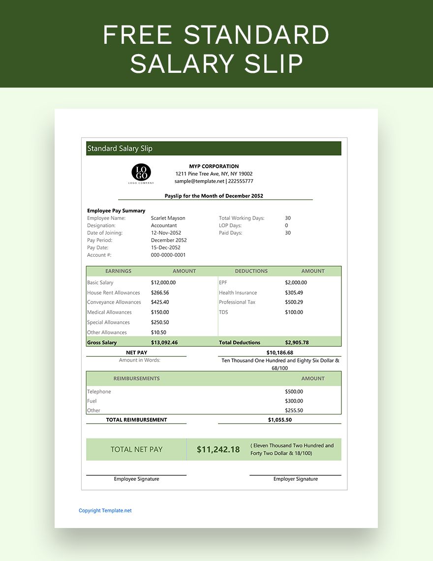 Payslip Template Google Sheets