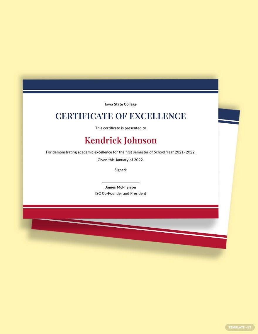 Academic Excellence Certificate Template